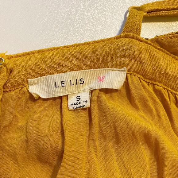 Le Lis Mustard Yellow Cutout Lace Romper - S - Picture 10 of 13